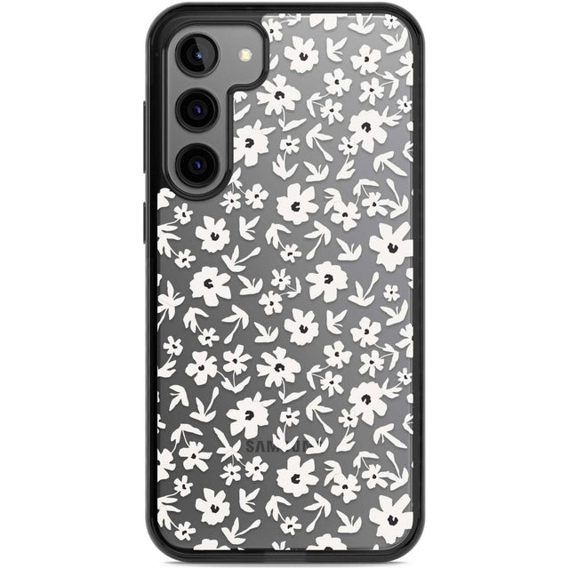 Floral Print on Transparent Phone Case Samsung S22 Plus / Black Impact Case,Samsung S23 Plus / Black Impact Case Blanc Space
