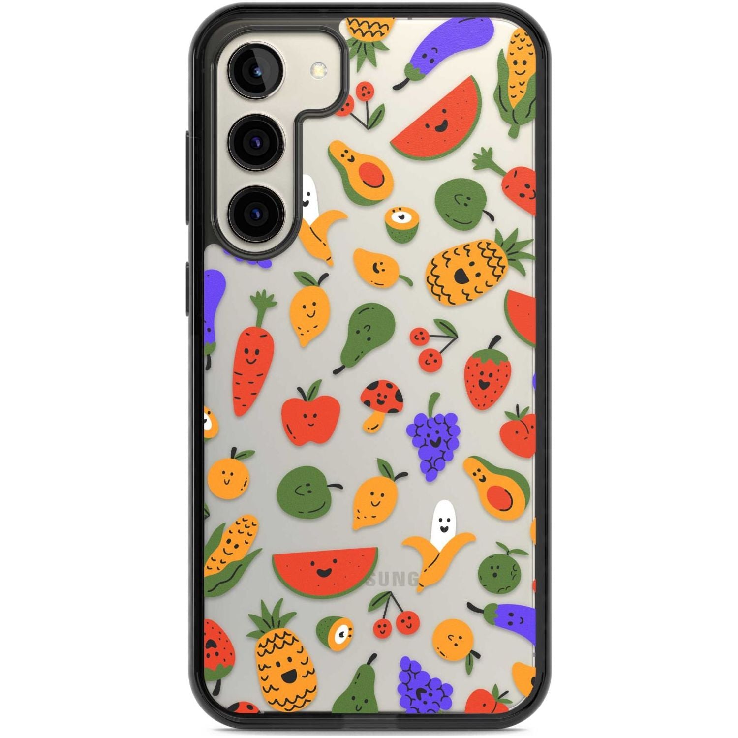 Mixed Kawaii Food Icons - Clear Phone Case Samsung S22 Plus / Black Impact Case,Samsung S23 Plus / Black Impact Case Blanc Space