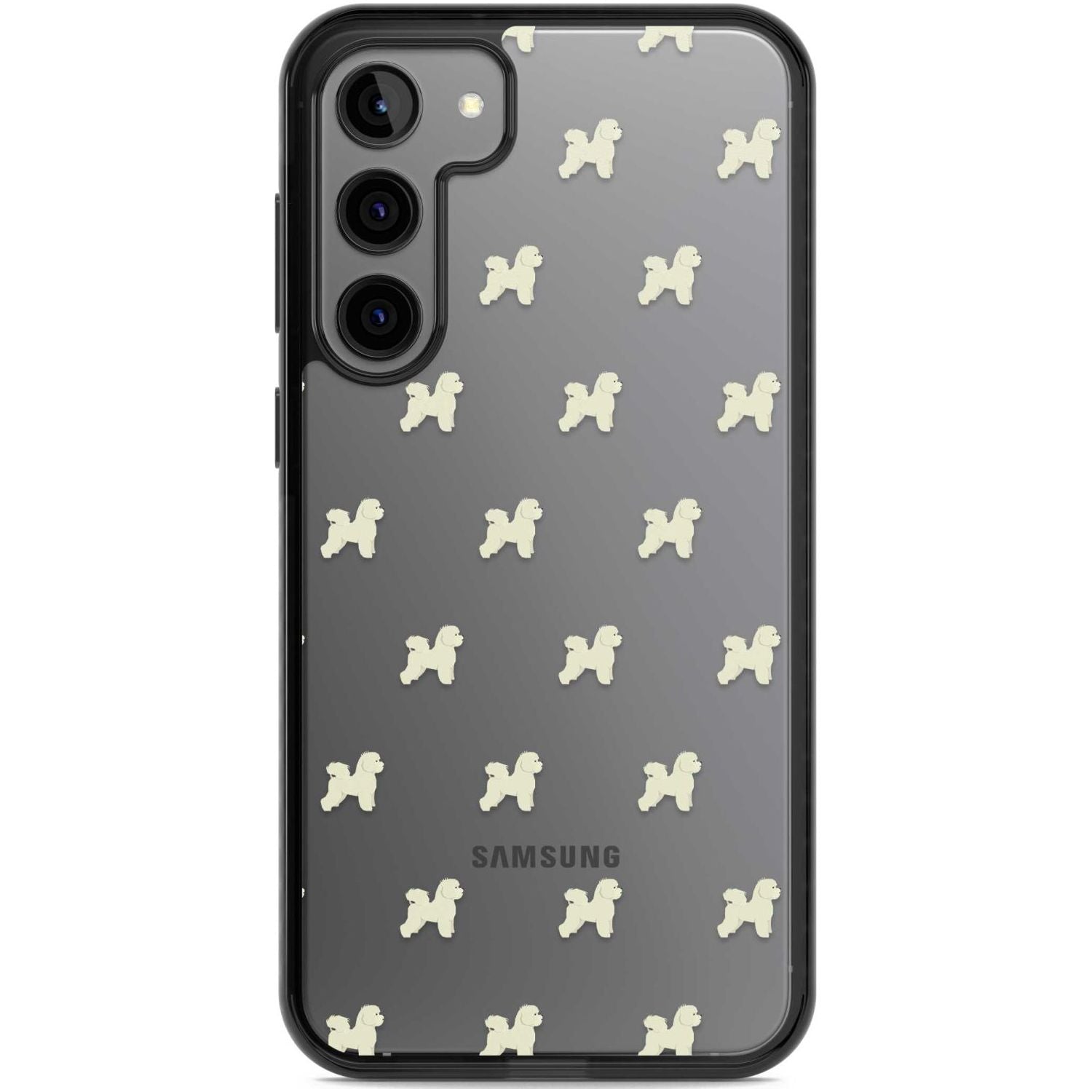 Bichon Frise Dog Pattern Clear Phone Case Samsung S22 Plus / Black Impact Case,Samsung S23 Plus / Black Impact Case Blanc Space