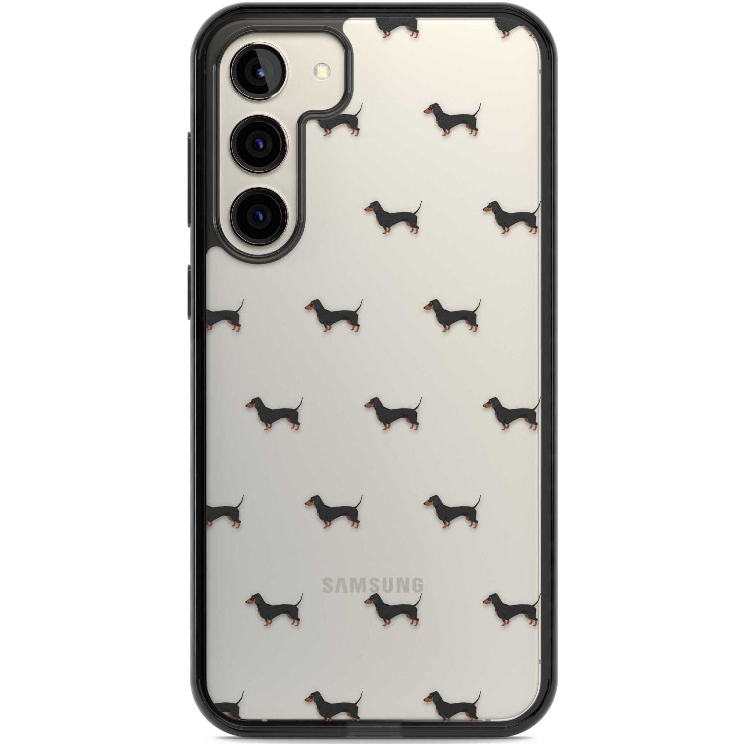 Dachshund Dog Pattern Clear Phone Case Samsung S22 Plus / Black Impact Case,Samsung S23 Plus / Black Impact Case Blanc Space
