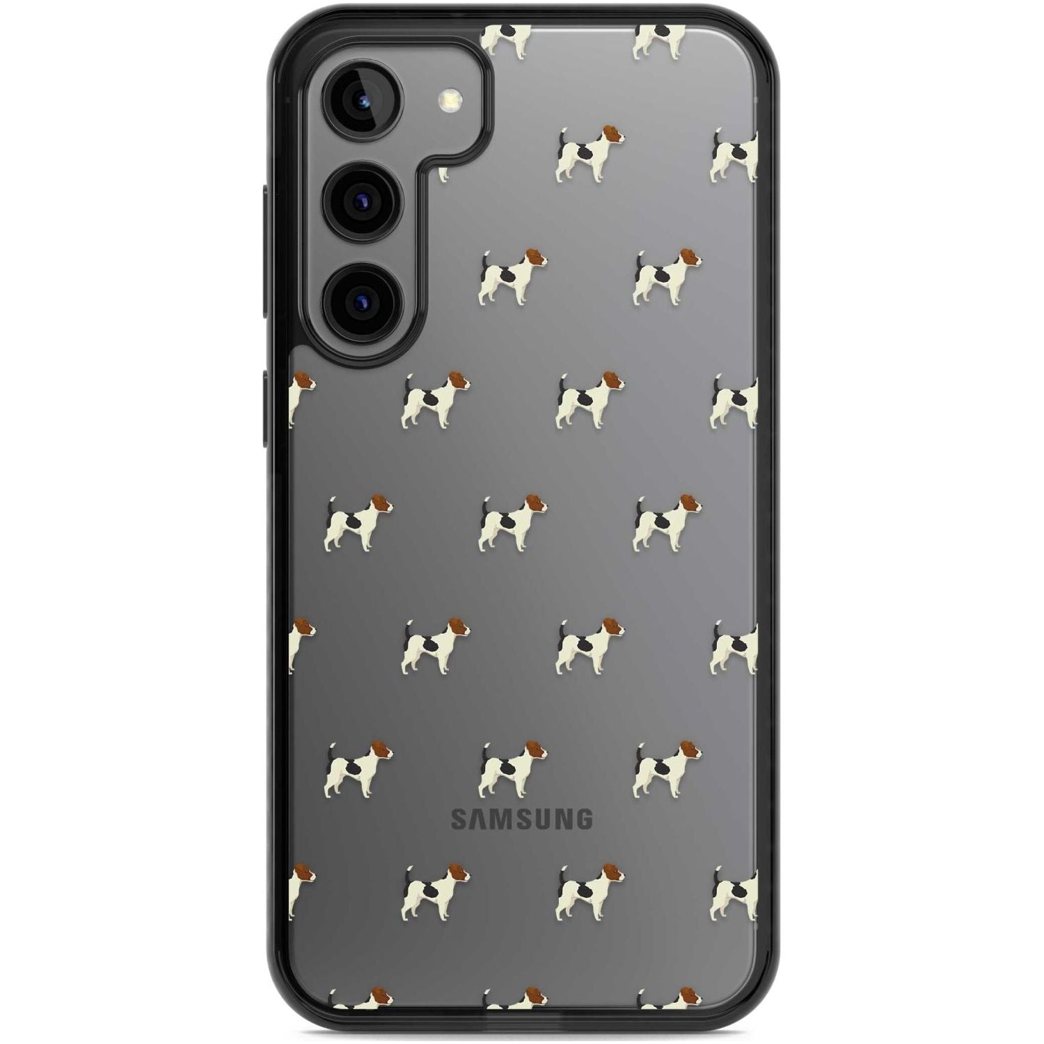 Jack Russell Terrier Dog Pattern Clear Phone Case Samsung S22 Plus / Black Impact Case,Samsung S23 Plus / Black Impact Case Blanc Space