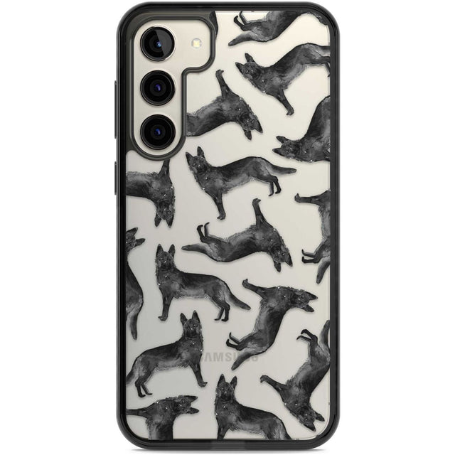 German Shepherd (Black) Watercolour Dog Pattern Phone Case Samsung S22 Plus / Black Impact Case,Samsung S23 Plus / Black Impact Case Blanc Space