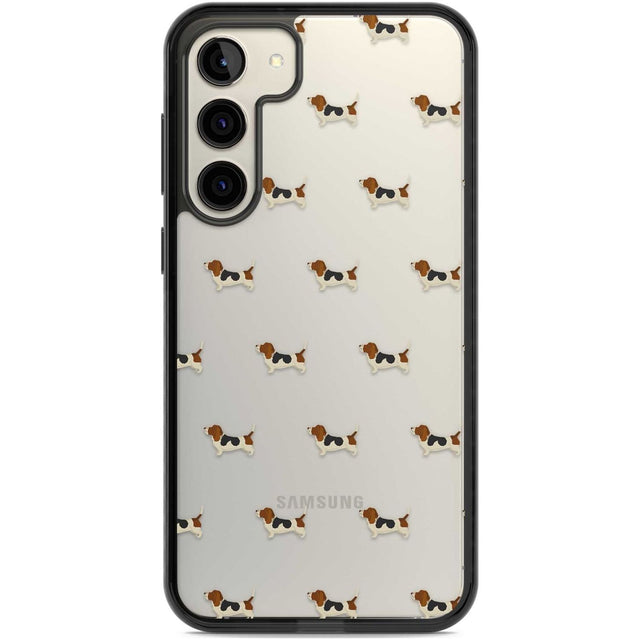 Basset Hound Dog Pattern Clear Phone Case Samsung S22 Plus / Black Impact Case,Samsung S23 Plus / Black Impact Case Blanc Space