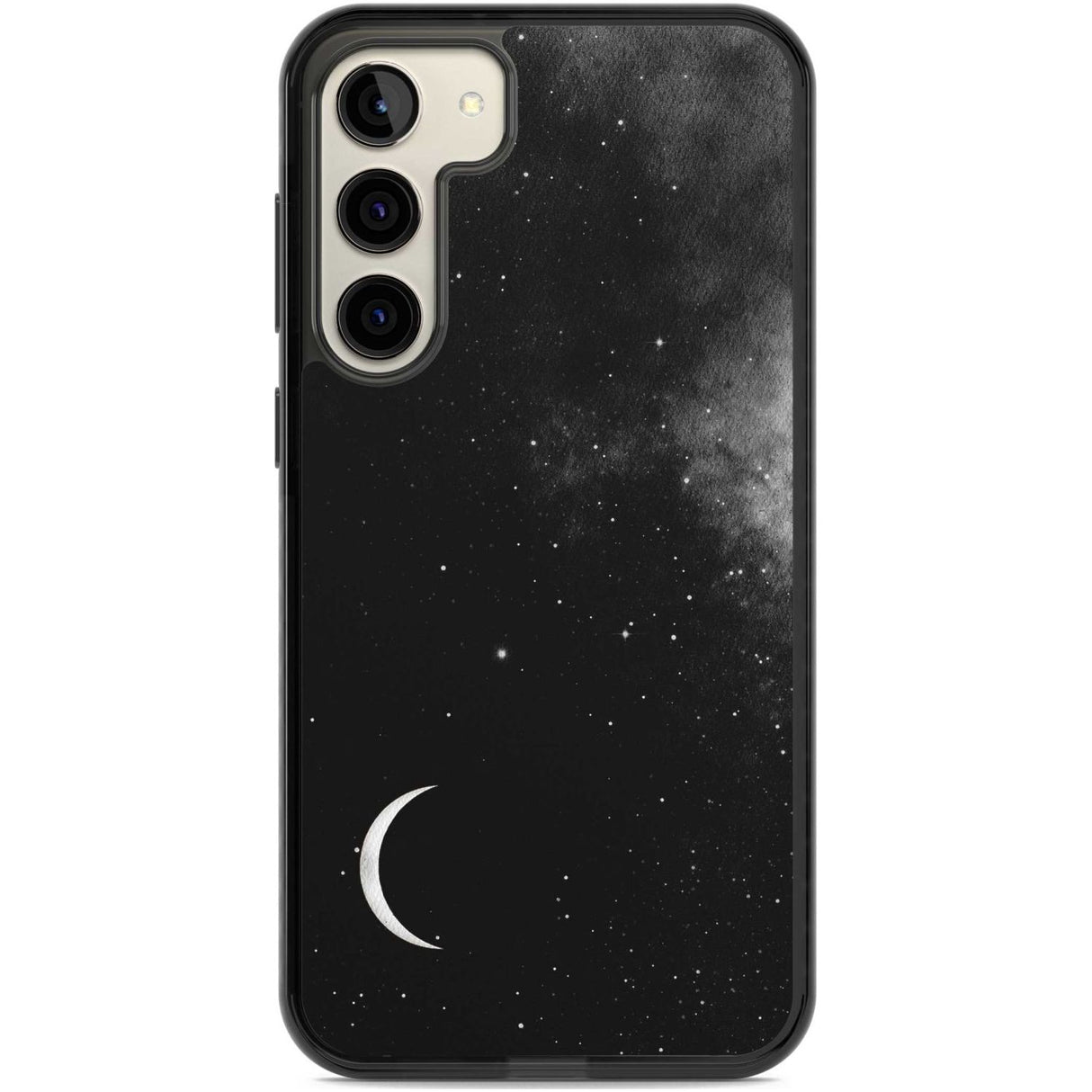 Night Sky Galaxies: Crescent Moon Phone Case Samsung S22 Plus / Black Impact Case,Samsung S23 Plus / Black Impact Case Blanc Space