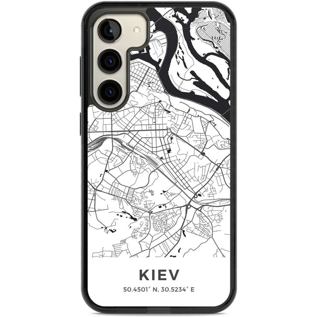 Map of Kiev, Ukraine Phone Case Samsung S22 Plus / Black Impact Case,Samsung S23 Plus / Black Impact Case Blanc Space