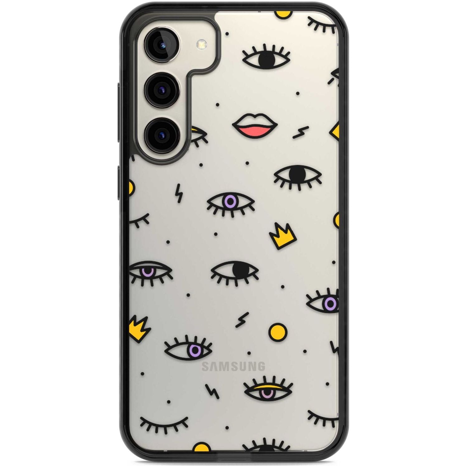 Eyes & Lips Icons Phone Case Samsung S22 Plus / Black Impact Case,Samsung S23 Plus / Black Impact Case Blanc Space