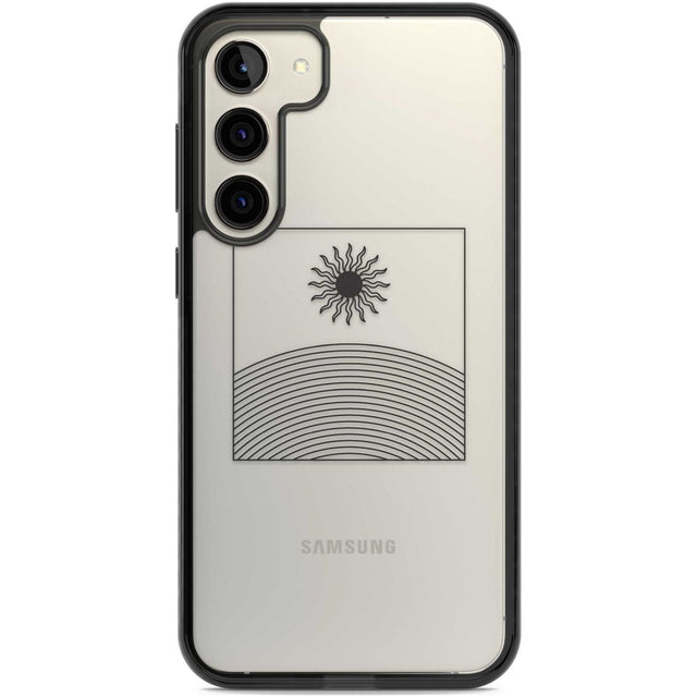 Framed Linework: Rising Sun Phone Case Samsung S22 Plus / Black Impact Case,Samsung S23 Plus / Black Impact Case Blanc Space