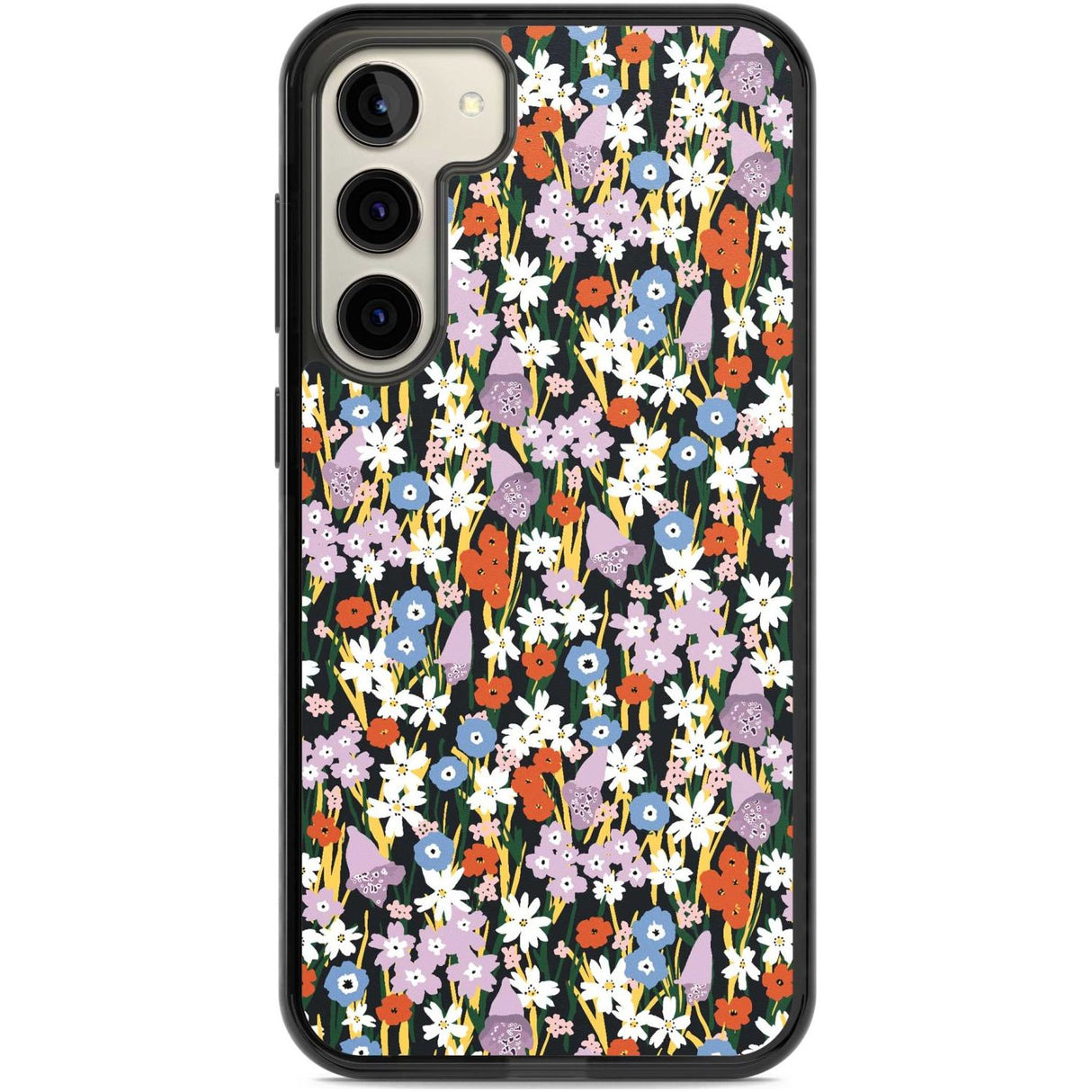 Energetic Floral Mix: Solid Phone Case Samsung S22 Plus / Black Impact Case,Samsung S23 Plus / Black Impact Case Blanc Space