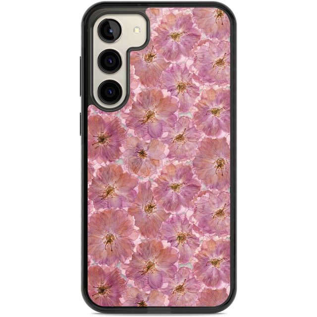 Large Pink Flowers Transparent Design Phone Case Samsung S22 Plus / Black Impact Case,Samsung S23 Plus / Black Impact Case Blanc Space