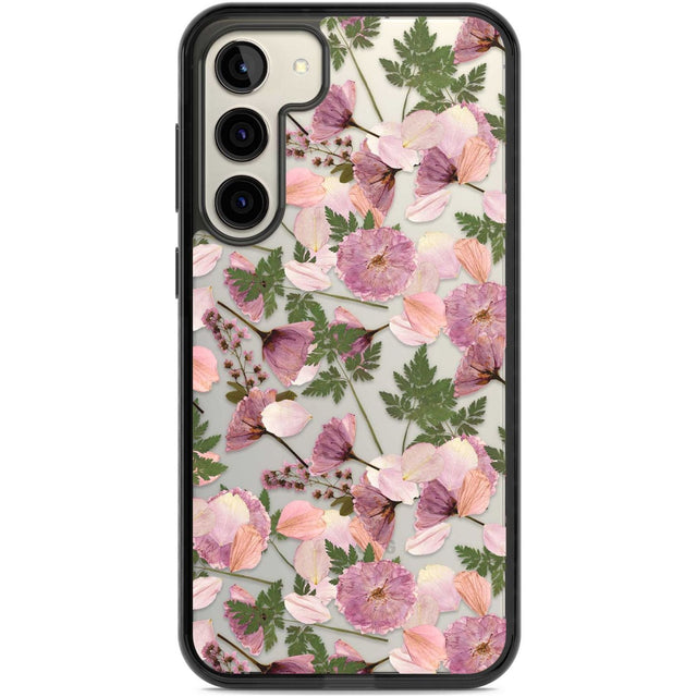Leafy Floral Pattern Transparent Design Phone Case Samsung S22 Plus / Black Impact Case,Samsung S23 Plus / Black Impact Case Blanc Space