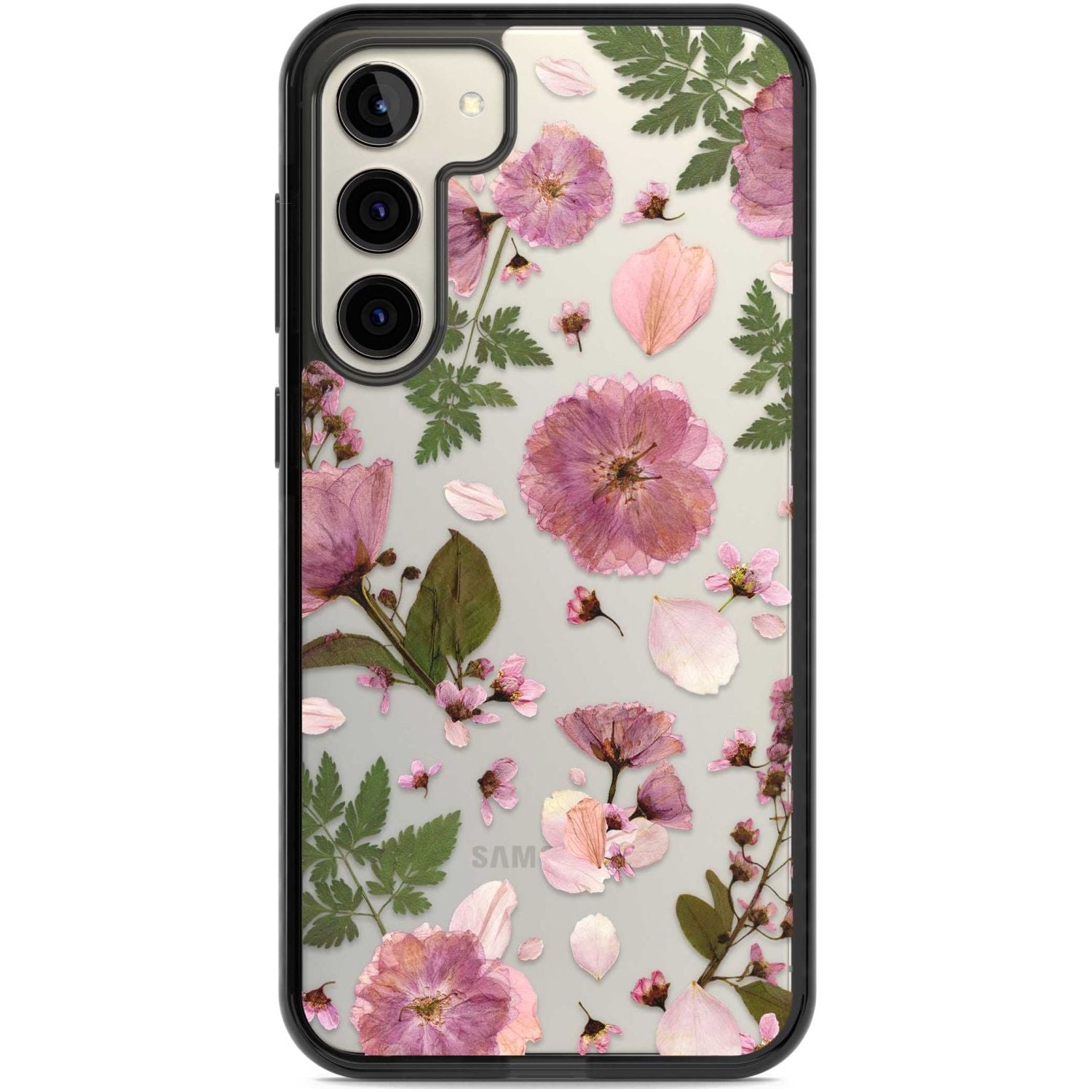 Natural Arrangement of Flowers & Leaves Design Phone Case Samsung S22 Plus / Black Impact Case,Samsung S23 Plus / Black Impact Case Blanc Space