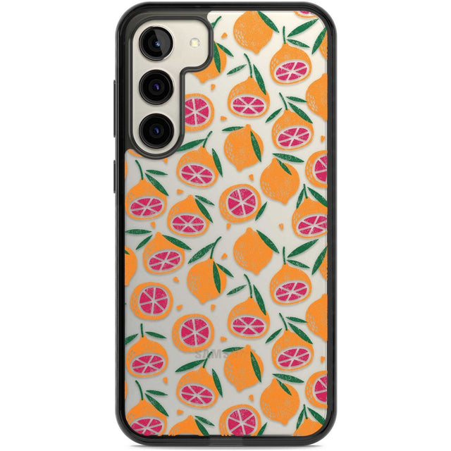 Blood Orange Fruit Pattern Transparent Phone Case Samsung S22 Plus / Black Impact Case,Samsung S23 Plus / Black Impact Case Blanc Space