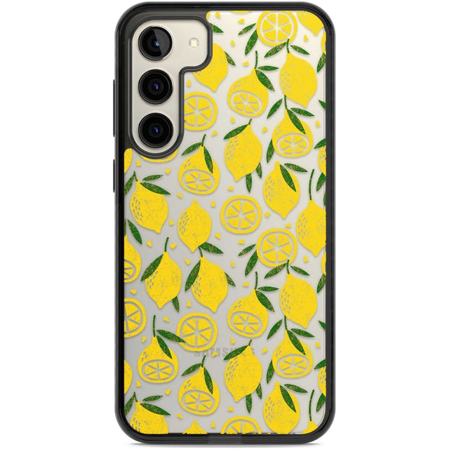 Bright Lemon Fruity Pattern Phone Case Samsung S22 Plus / Black Impact Case,Samsung S23 Plus / Black Impact Case Blanc Space