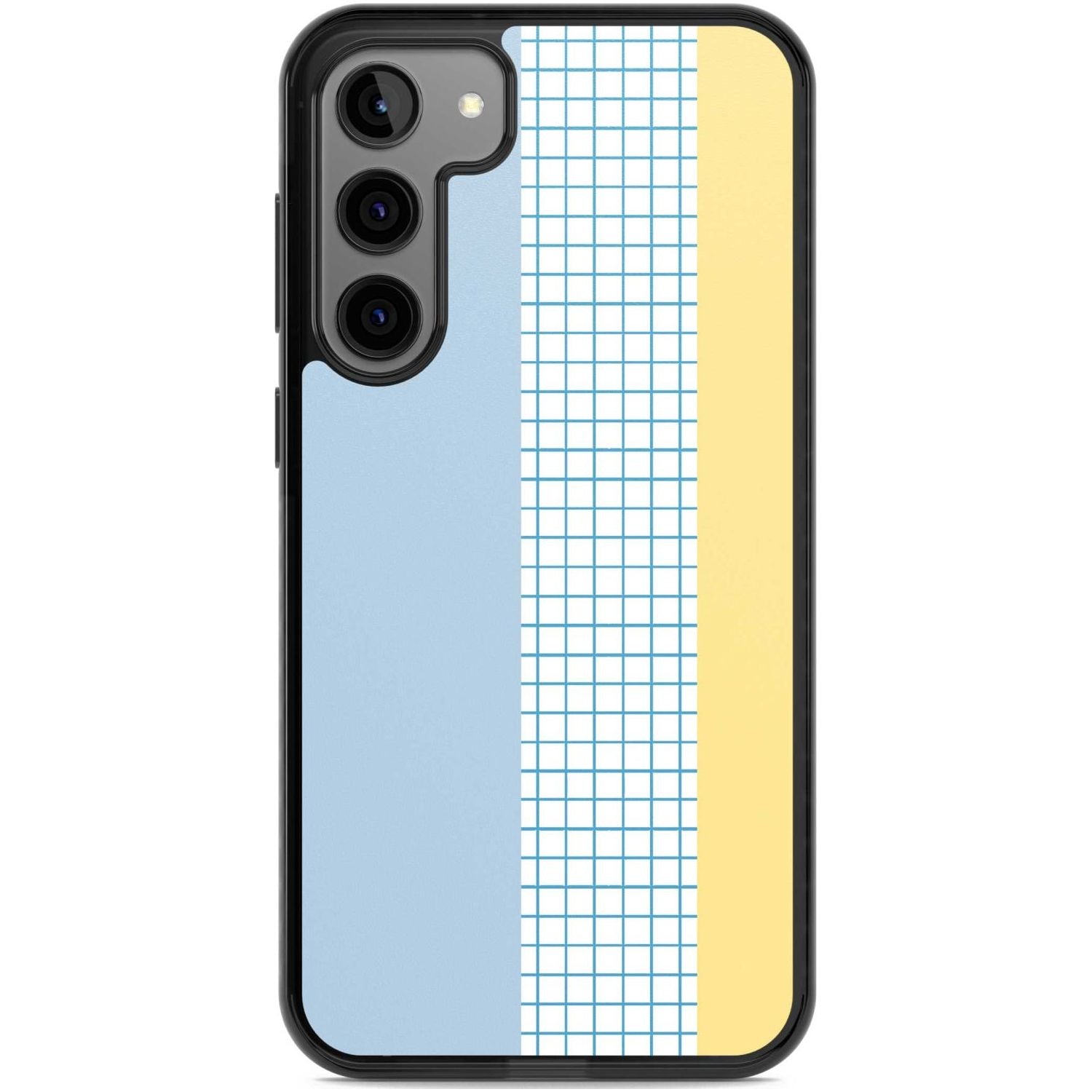 Abstract Grid Blue & Yellow Phone Case Samsung S22 Plus / Black Impact Case,Samsung S23 Plus / Black Impact Case Blanc Space