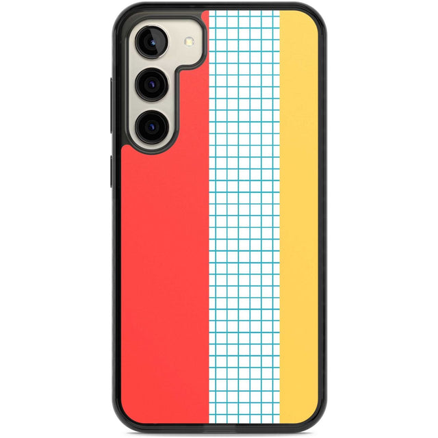 Abstract Grid Red, Blue, Yellow Phone Case Samsung S22 Plus / Black Impact Case,Samsung S23 Plus / Black Impact Case Blanc Space