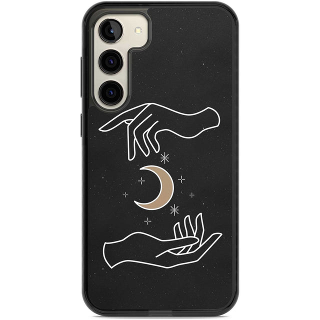 Hands Surrounding Moon Phone Case Samsung S22 Plus / Black Impact Case,Samsung S23 Plus / Black Impact Case Blanc Space