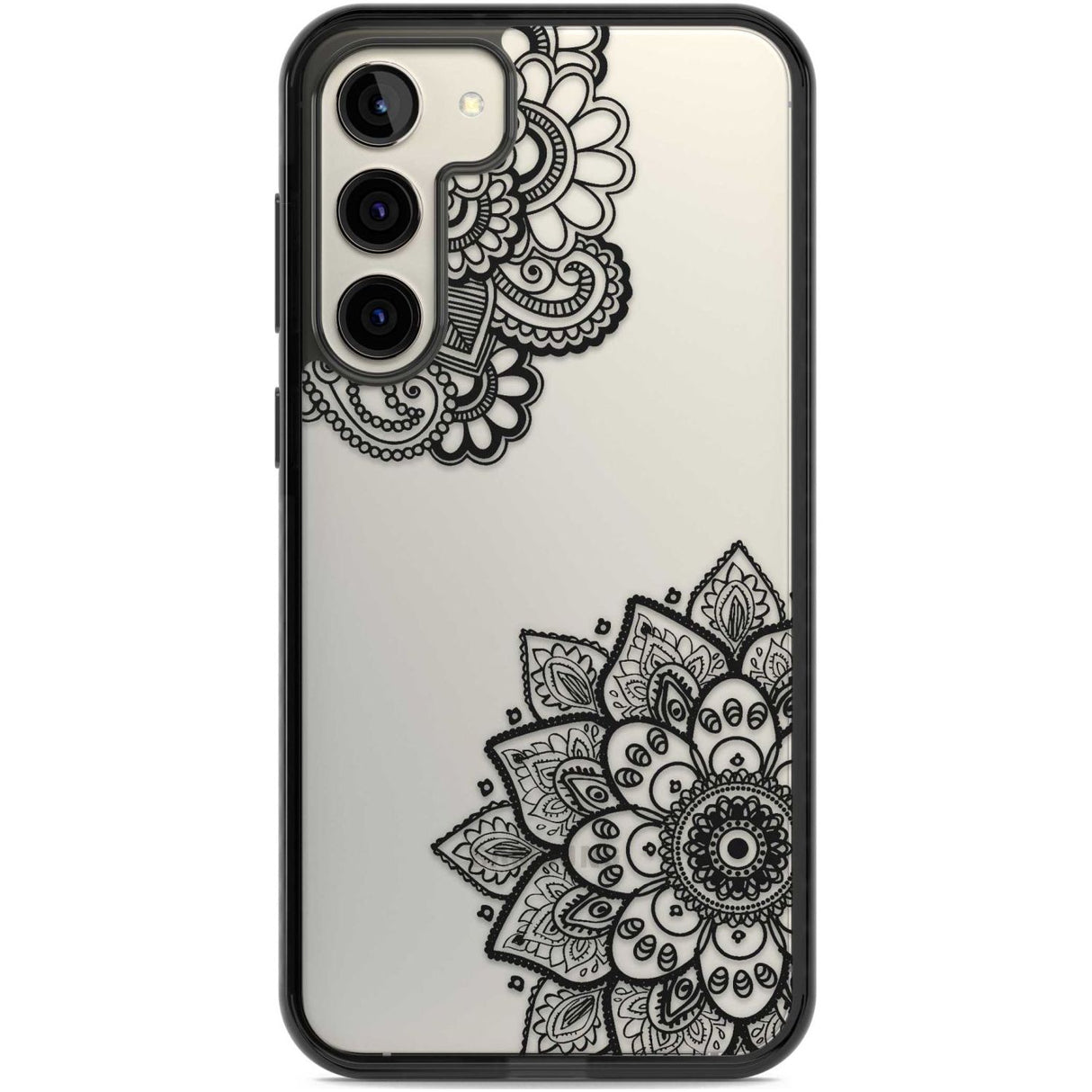 Black Henna Florals Phone Case Samsung S22 Plus / Black Impact Case,Samsung S23 Plus / Black Impact Case Blanc Space
