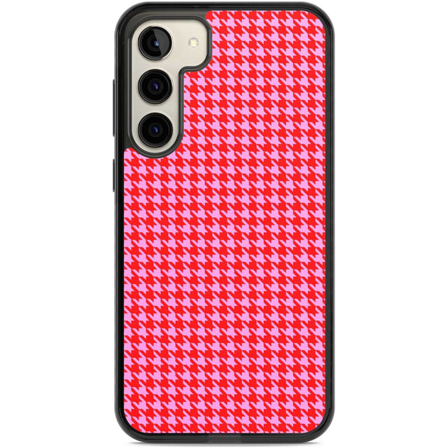 Neon Pink & Red Houndstooth Pattern Phone Case Samsung S22 Plus / Black Impact Case,Samsung S23 Plus / Black Impact Case Blanc Space
