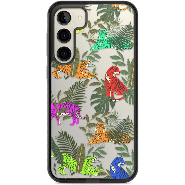 Colourful Tiger Jungle Cat Pattern Phone Case Samsung S22 Plus / Black Impact Case,Samsung S23 Plus / Black Impact Case Blanc Space