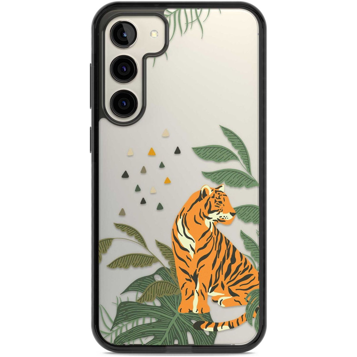 Large Tiger Clear Jungle Cat Pattern Phone Case Samsung S22 Plus / Black Impact Case,Samsung S23 Plus / Black Impact Case Blanc Space