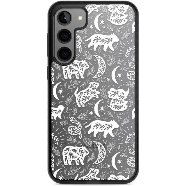 Forest Animal Silhouettes: White/Clear Phone Case Samsung S22 Plus / Black Impact Case,Samsung S23 Plus / Black Impact Case Blanc Space