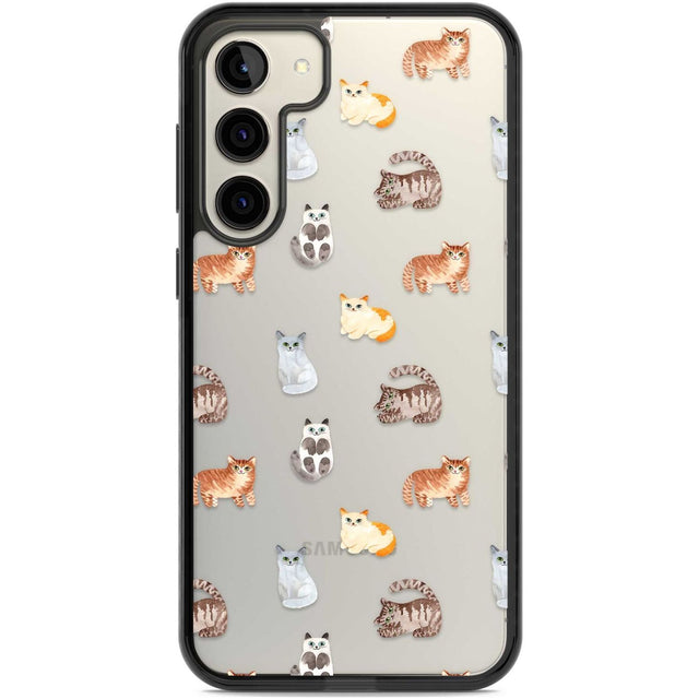 Cute Cat Pattern - Clear Phone Case Samsung S22 Plus / Black Impact Case,Samsung S23 Plus / Black Impact Case Blanc Space