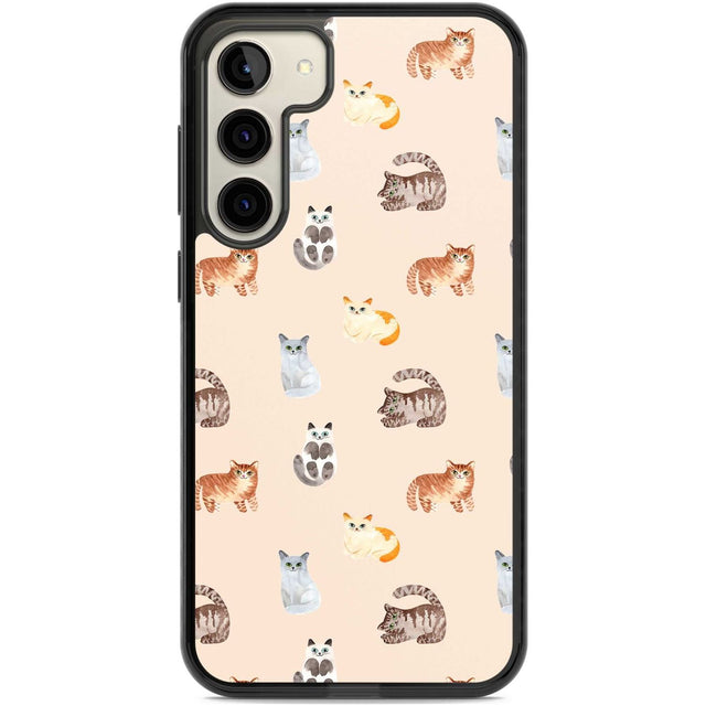 Cute Cat Pattern Phone Case Samsung S22 Plus / Black Impact Case,Samsung S23 Plus / Black Impact Case Blanc Space