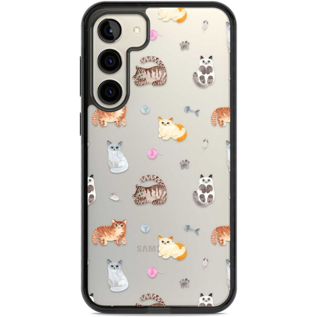 Cats with Toys - Clear Phone Case Samsung S22 Plus / Black Impact Case,Samsung S23 Plus / Black Impact Case Blanc Space