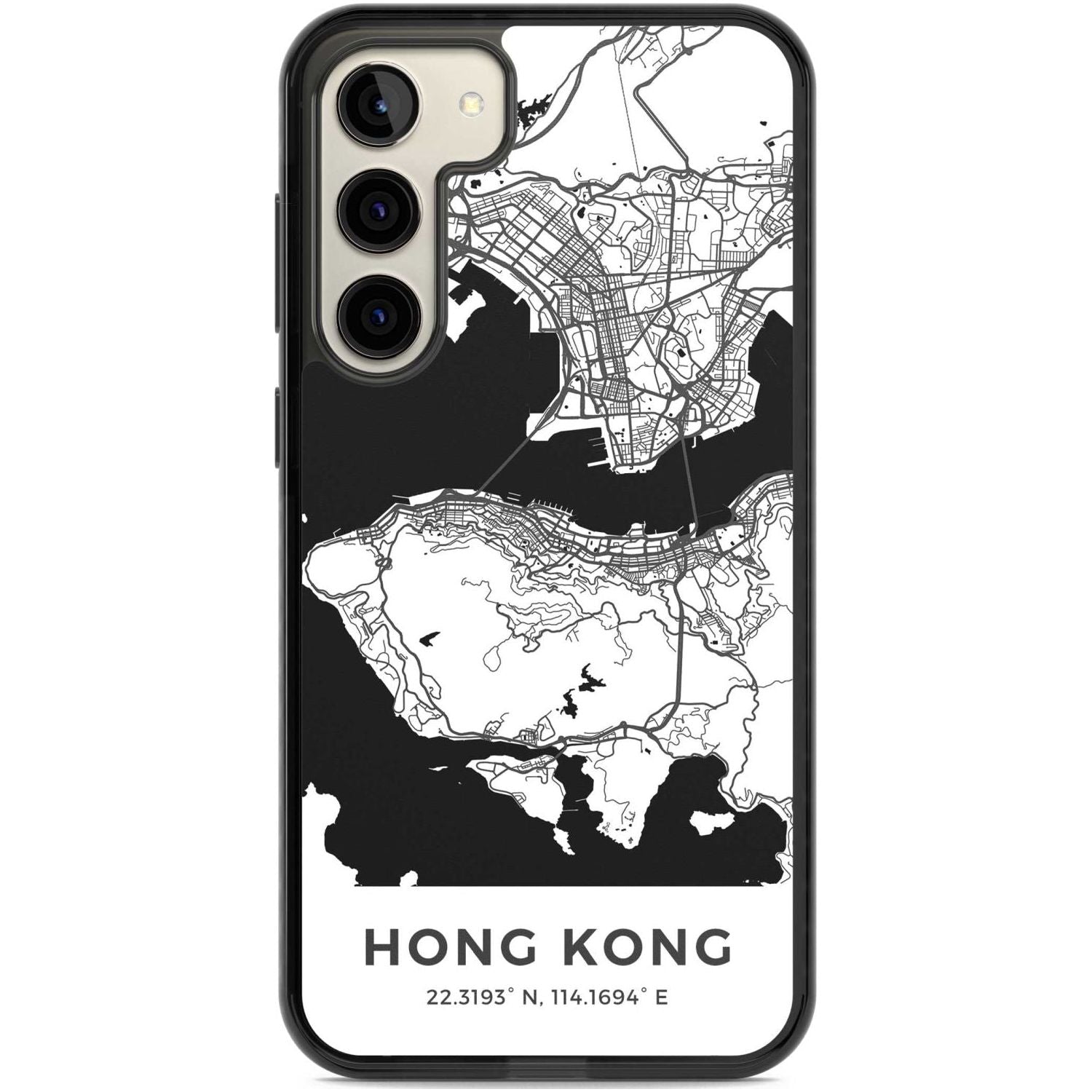 Map of Hong Kong Phone Case Samsung S22 Plus / Black Impact Case,Samsung S23 Plus / Black Impact Case Blanc Space