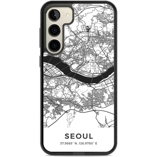 Map of Seoul, South Korea Phone Case Samsung S22 Plus / Black Impact Case,Samsung S23 Plus / Black Impact Case Blanc Space
