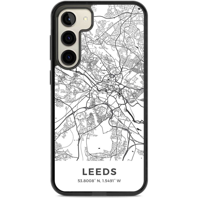 Map of Leeds, England Phone Case Samsung S22 Plus / Black Impact Case,Samsung S23 Plus / Black Impact Case Blanc Space