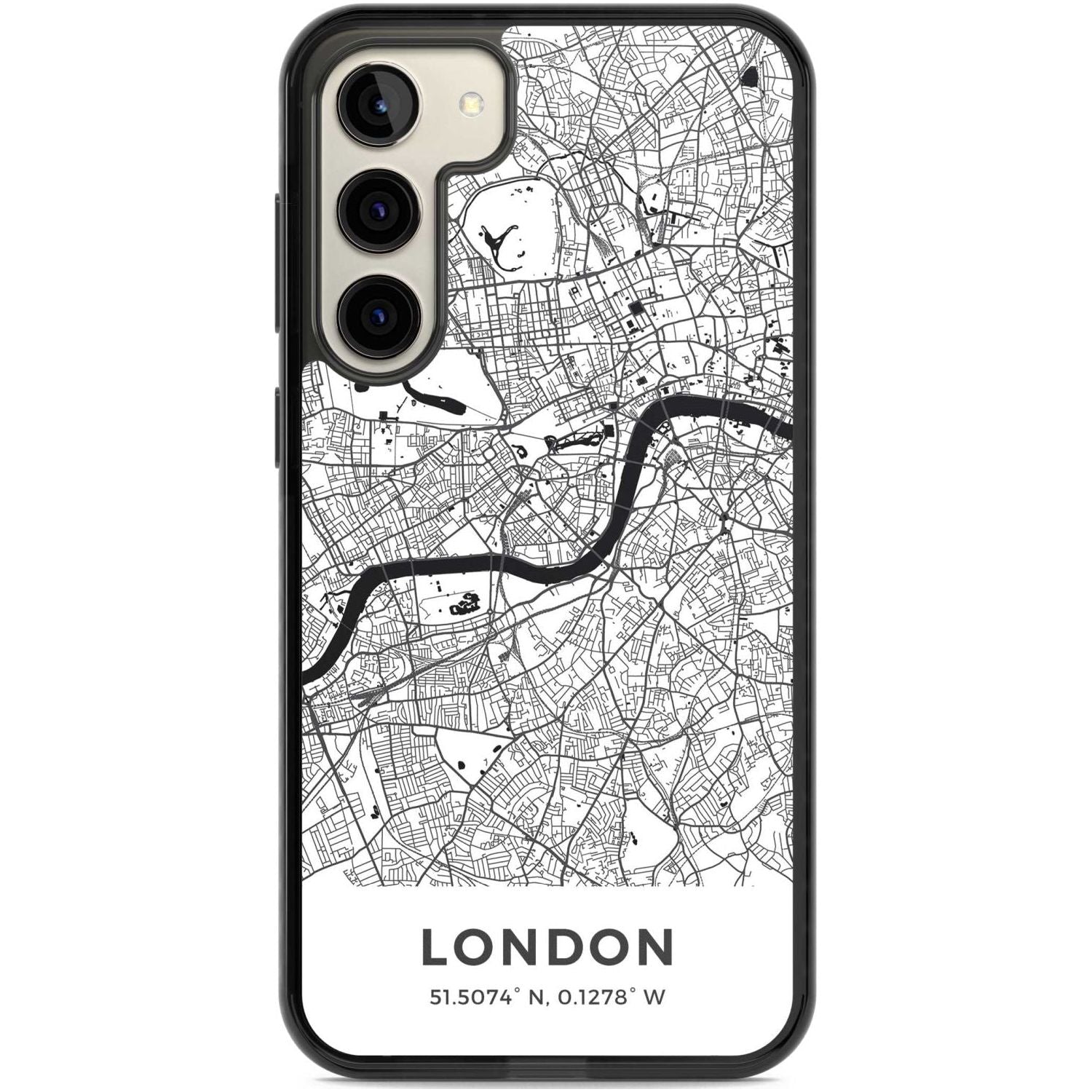 Map of London, England Phone Case Samsung S22 Plus / Black Impact Case,Samsung S23 Plus / Black Impact Case Blanc Space