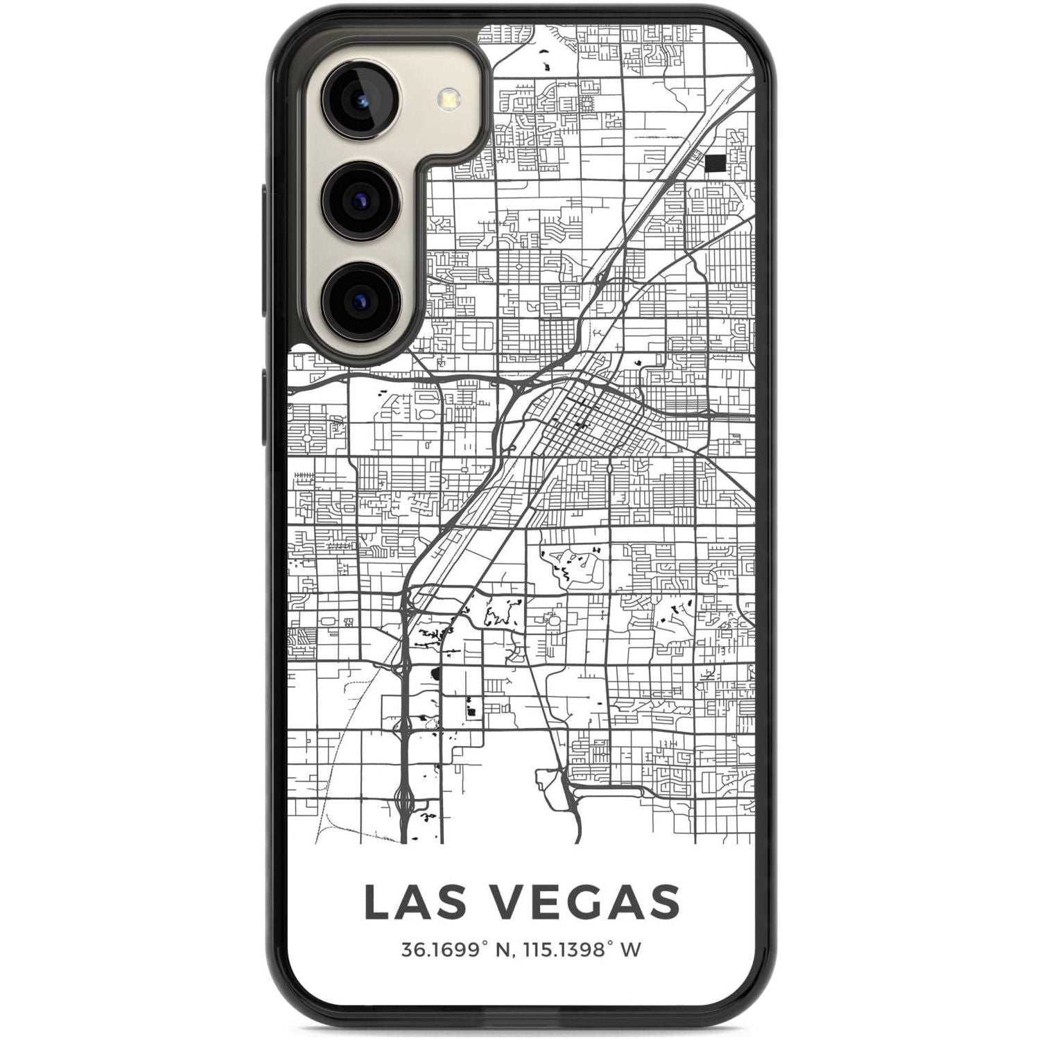 Map of Las Vegas, Nevada Phone Case Samsung S22 Plus / Black Impact Case,Samsung S23 Plus / Black Impact Case Blanc Space