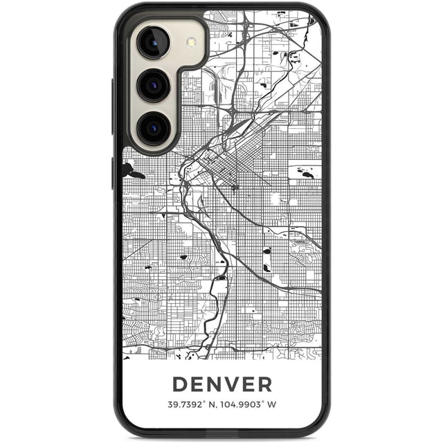 Map of Denver, Colorado Phone Case Samsung S22 Plus / Black Impact Case,Samsung S23 Plus / Black Impact Case Blanc Space