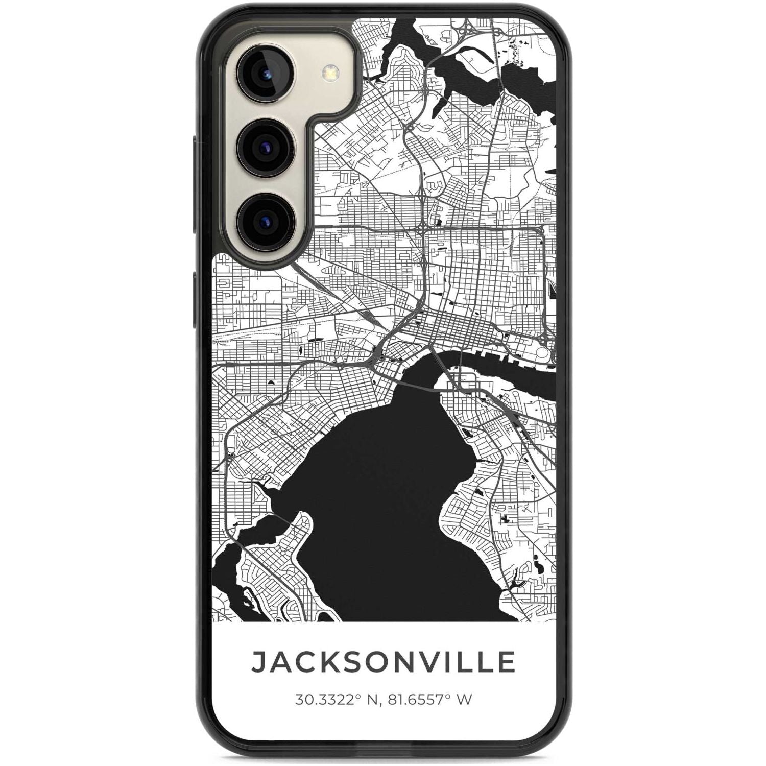 Map of Jacksonville, Florida Phone Case Samsung S22 Plus / Black Impact Case,Samsung S23 Plus / Black Impact Case Blanc Space