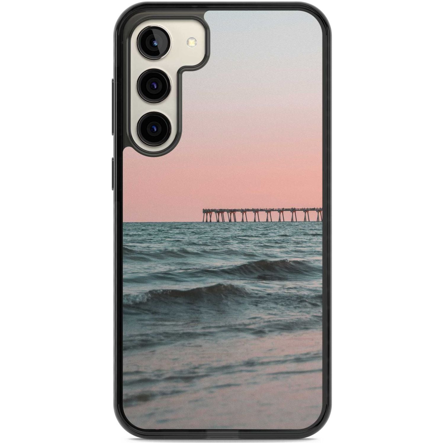 Beach Pier Photograph Phone Case Samsung S22 Plus / Black Impact Case,Samsung S23 Plus / Black Impact Case Blanc Space
