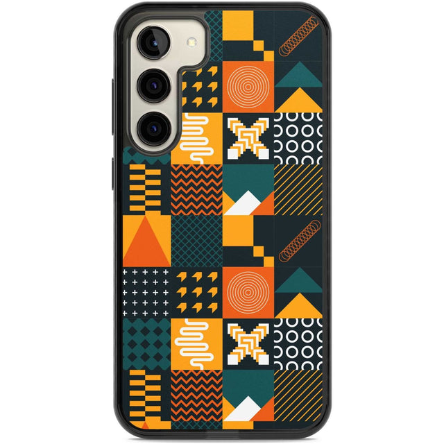 Funky Geometric Patterns: Orange & Dark Green Phone Case Samsung S22 Plus / Black Impact Case,Samsung S23 Plus / Black Impact Case Blanc Space