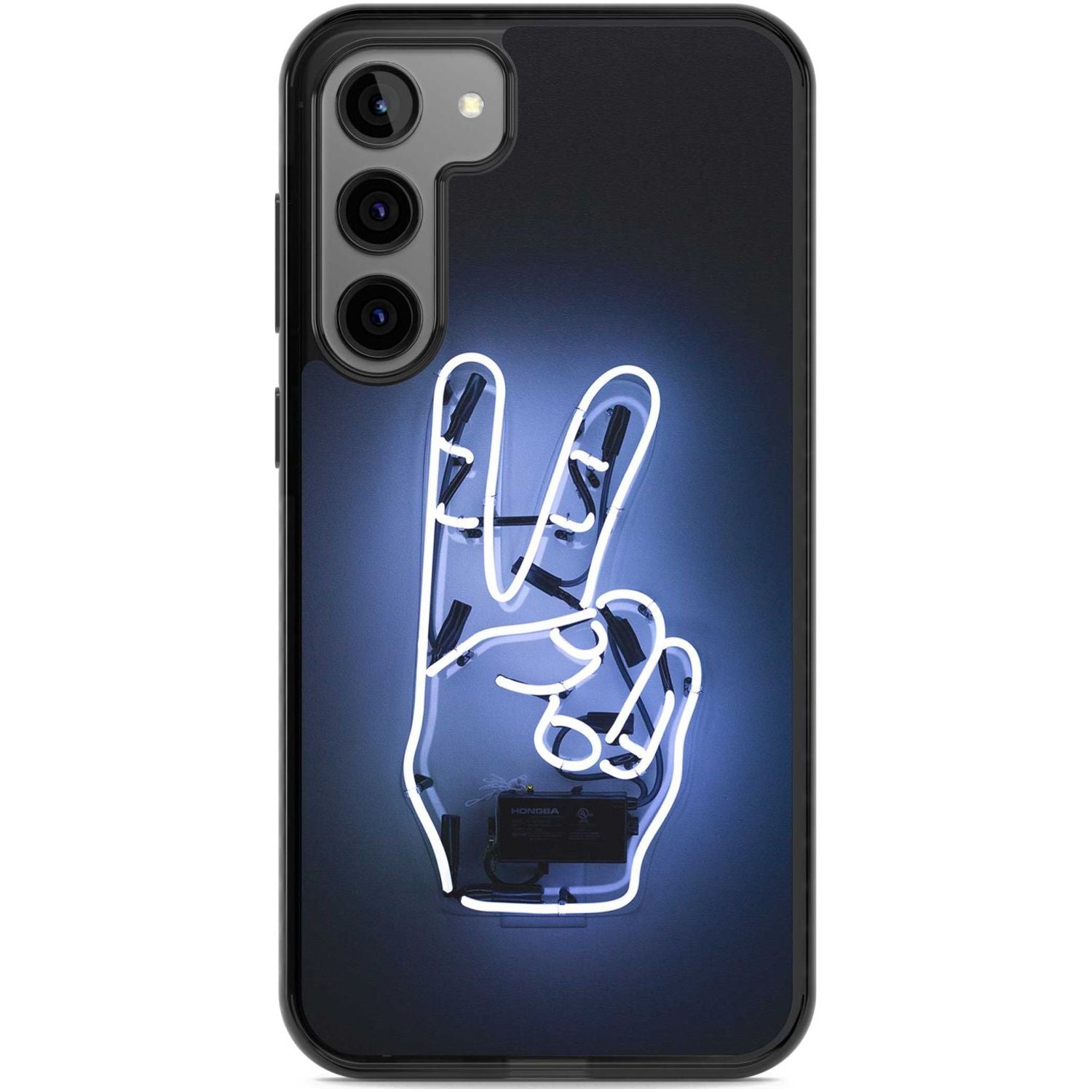 Peace Sign Hand Neon Sign Phone Case Samsung S22 Plus / Black Impact Case,Samsung S23 Plus / Black Impact Case Blanc Space