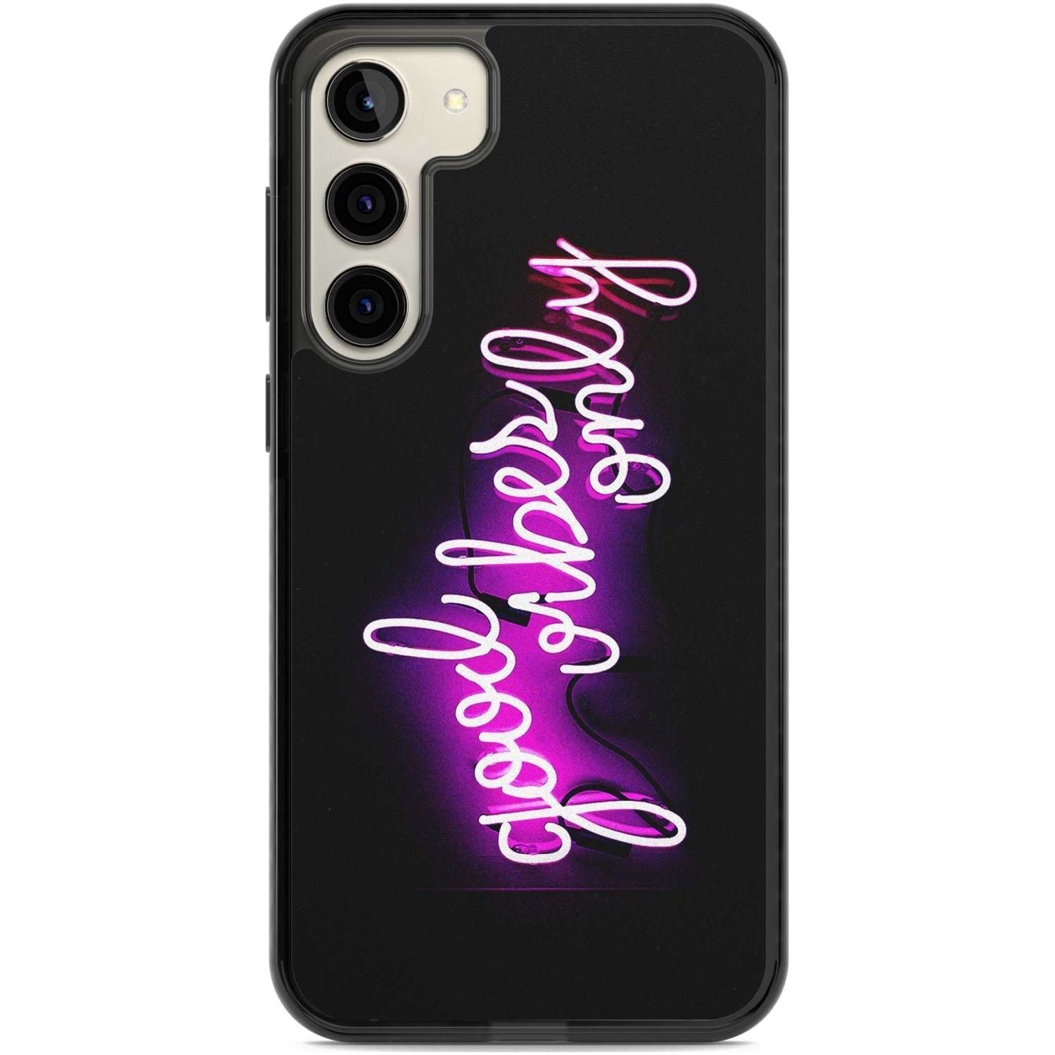 Good Vibes Only Pink Neon Phone Case Samsung S22 Plus / Black Impact Case,Samsung S23 Plus / Black Impact Case Blanc Space