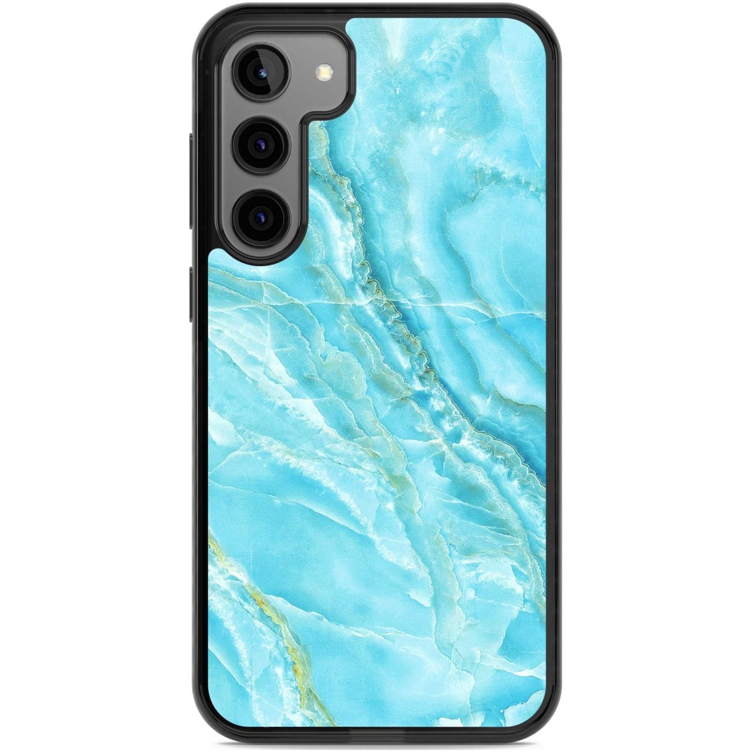 Bright Blue Onyx Marble Phone Case Samsung S22 Plus / Black Impact Case,Samsung S23 Plus / Black Impact Case Blanc Space
