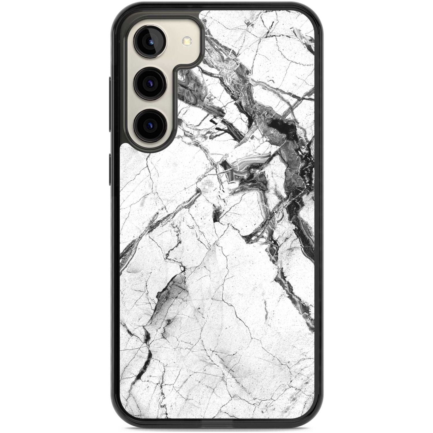Black & White Stormy Marble Phone Case Samsung S22 Plus / Black Impact Case,Samsung S23 Plus / Black Impact Case Blanc Space