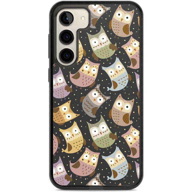 Cute Owl Pattern Phone Case Samsung S22 Plus / Black Impact Case,Samsung S23 Plus / Black Impact Case Blanc Space