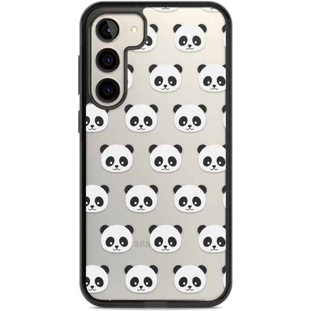 Panda Face Pattern Phone Case Samsung S22 Plus / Black Impact Case,Samsung S23 Plus / Black Impact Case Blanc Space