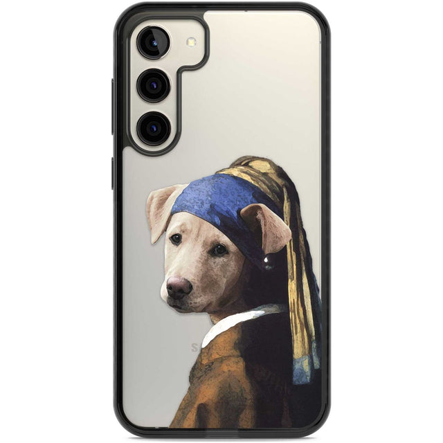 Doggo with a Pearl Earring Phone Case Samsung S22 Plus / Black Impact Case,Samsung S23 Plus / Black Impact Case Blanc Space