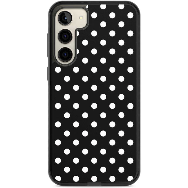 Designer Chic Black Polka Dot Phone Case Samsung S22 Plus / Black Impact Case,Samsung S23 Plus / Black Impact Case Blanc Space