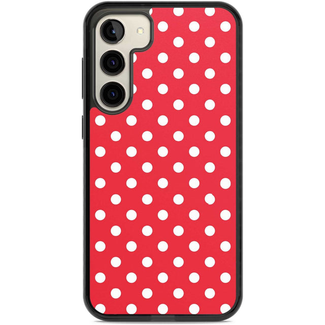 Designer Lava Red Polka Dot Phone Case Samsung S22 Plus / Black Impact Case,Samsung S23 Plus / Black Impact Case Blanc Space