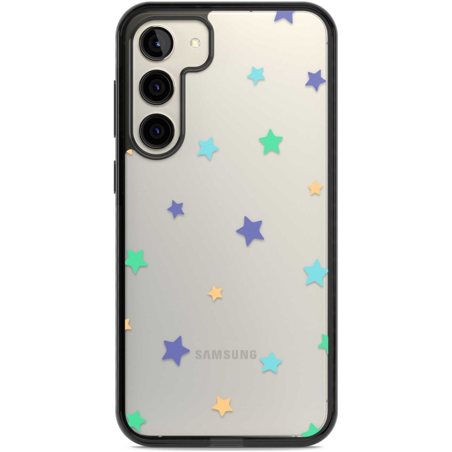 Pastel Stars Pattern Phone Case Samsung S22 Plus / Black Impact Case,Samsung S23 Plus / Black Impact Case Blanc Space