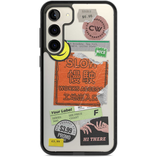 Kanji Signs Sticker Mix Phone Case Samsung S22 Plus / Black Impact Case,Samsung S23 Plus / Black Impact Case Blanc Space