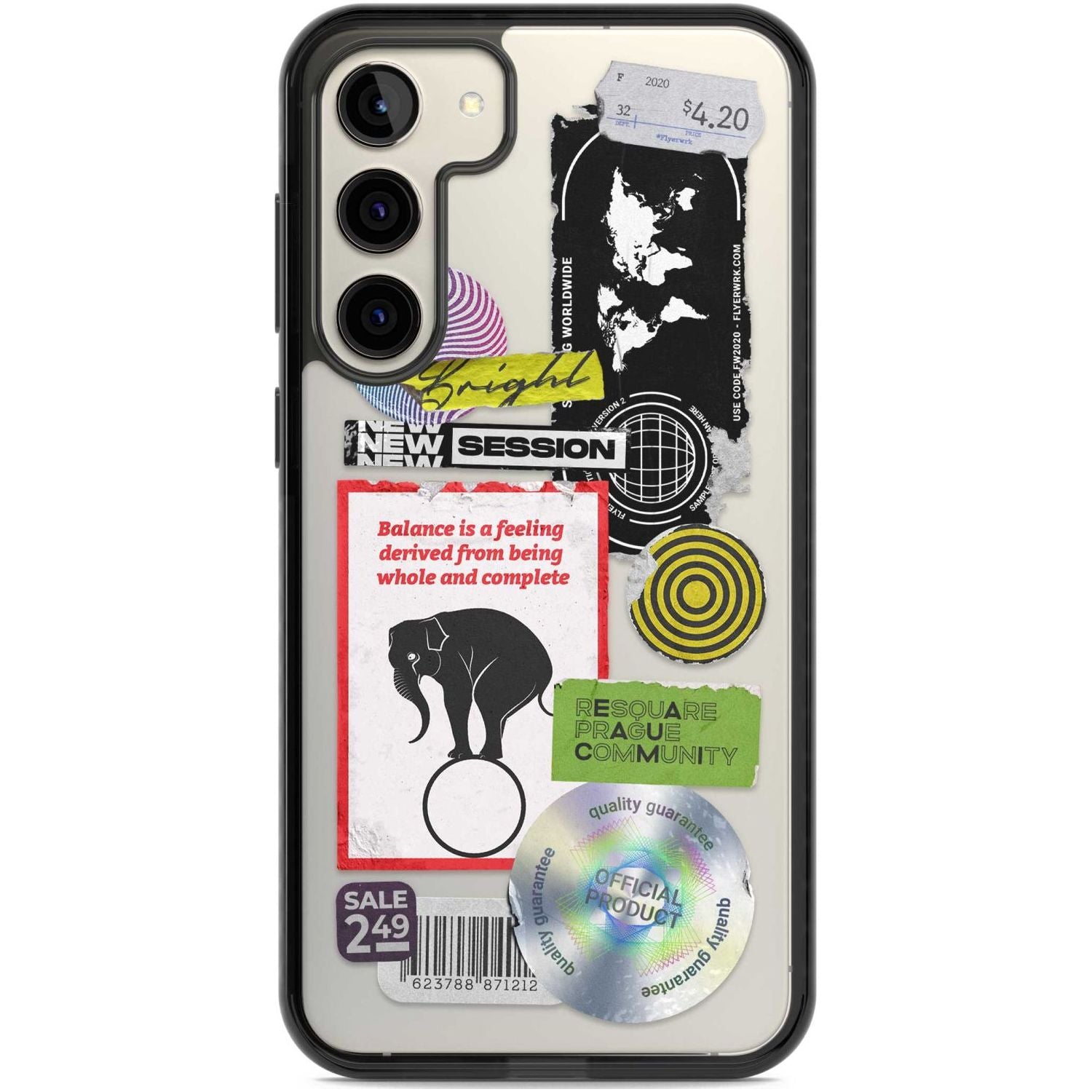 Peeled Sticker Mix Phone Case Samsung S22 Plus / Black Impact Case,Samsung S23 Plus / Black Impact Case Blanc Space