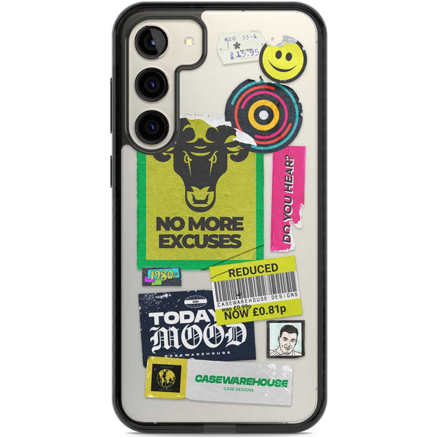 No More Excuses Sticker Mix Phone Case Samsung S22 Plus / Black Impact Case,Samsung S23 Plus / Black Impact Case Blanc Space